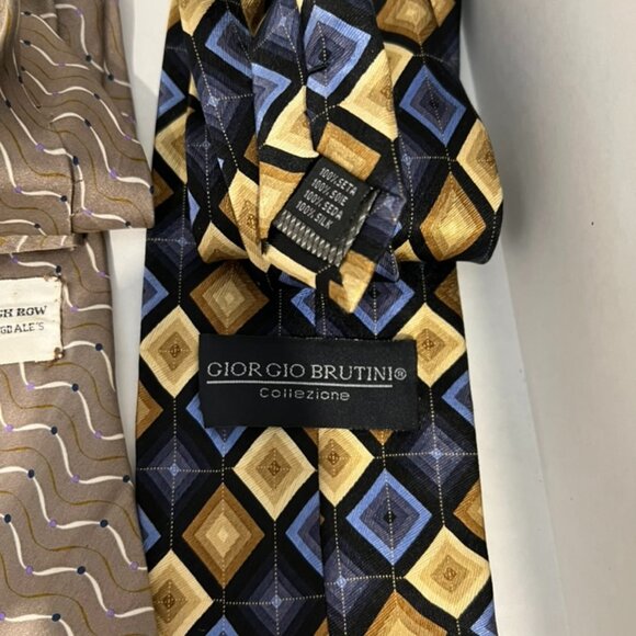 Vintage Lot of 9 Silk & Polyester Browns Yellow Ties Saks Bill Blass More - Picture 8 of 10